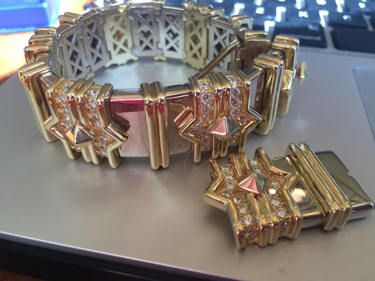 Twotone 18k gold custom estate bracelet